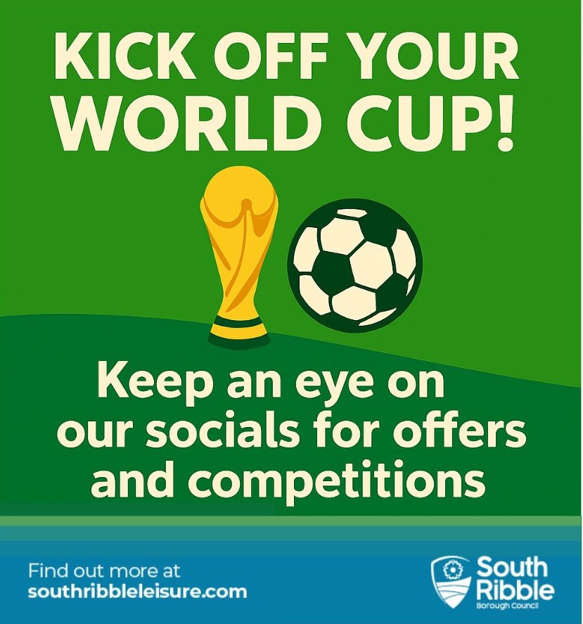 South Ribble Leisure World Cup offer and competition image. Information on page.